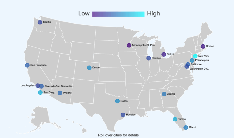 Map of US Low vs High