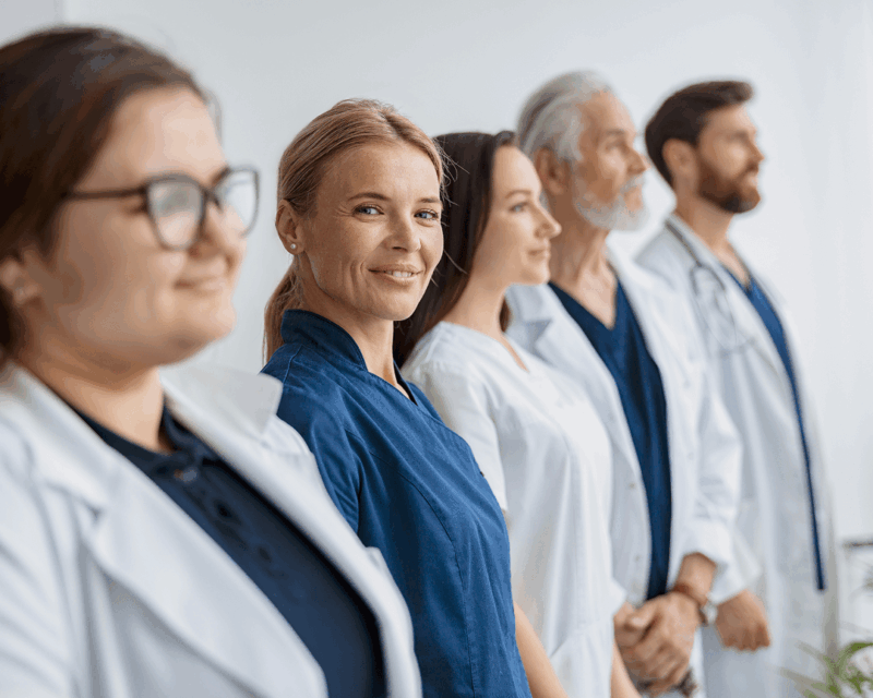 healthcare workers smiling