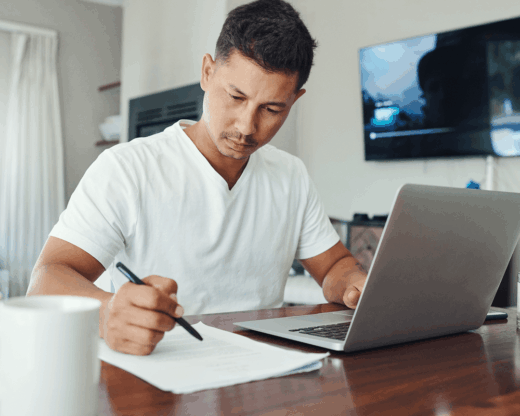 man reviewing health insurance plan