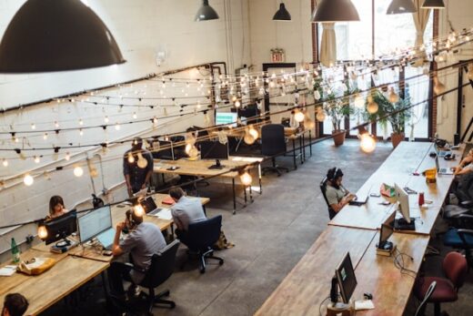 Multiple independent contractors/freelancers in a co-working space.