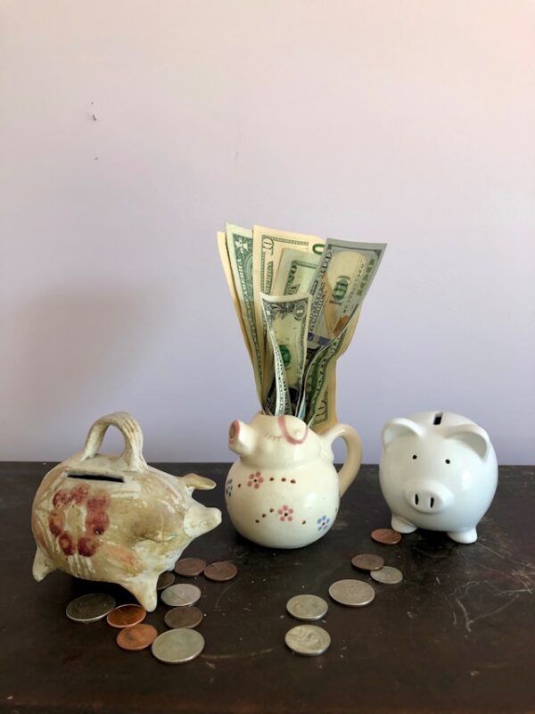 Piggy bank with savings for medical bills